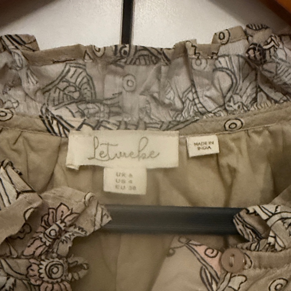 Anthropologie Beige Floral Mini Dress - Picture 3 of 4